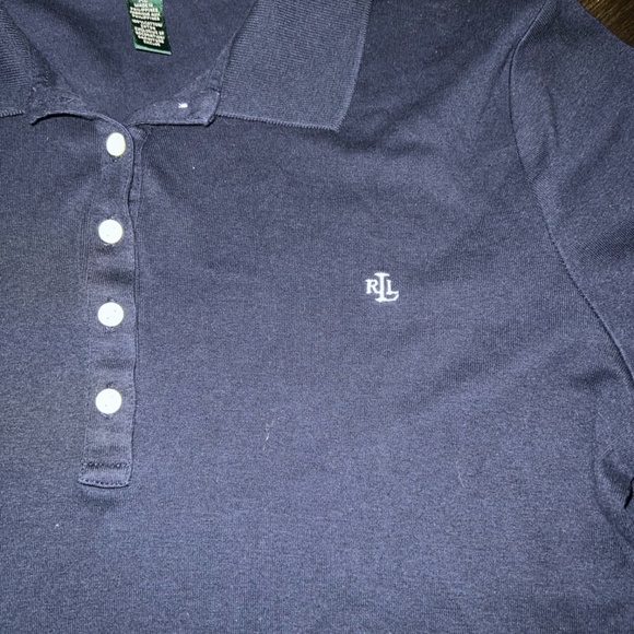 Lauren Ralph Lauren Polo Shirt XL Dark Navy RLL Logo White Buttons Classic - Picture 3 of 6
